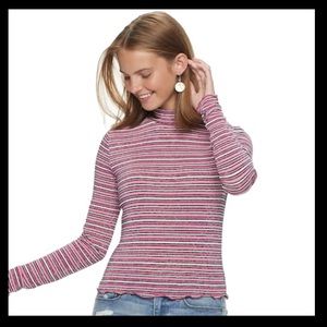 NWOT Pink/Black Stripe Soft Turtleneck 💝